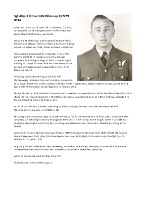 A preview of a PDF biography for McWhinney, Albert Richard